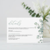 Elegant Greenery Eucalyptus Leaves Wedding Informatiekaartje (Staand voorkant)