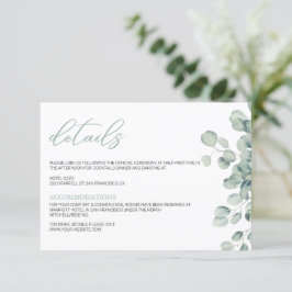 Elegant Greenery Eucalyptus Leaves Wedding Informatiekaartje