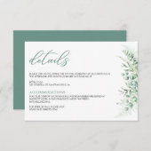 Elegant Greenery Eucalyptus Leaves Wedding Informatiekaartje (Voorkant / Achterkant)