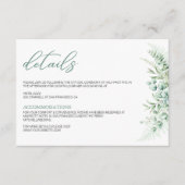 Elegant Greenery Eucalyptus Leaves Wedding Informatiekaartje (Voorkant)