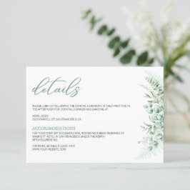 Elegant Greenery Eucalyptus Leaves Wedding Informatiekaartje