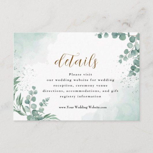 Elegant Greenery Eucalyptus Leaves Wedding Informatiekaartje (Voorkant)