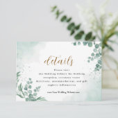 Elegant Greenery Eucalyptus Leaves Wedding Informatiekaartje (Staand voorkant)