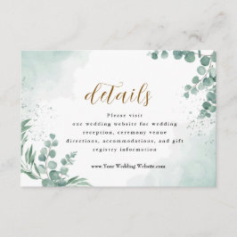 Elegant Greenery Eucalyptus Leaves Wedding Informatiekaartje