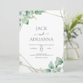 Elegant Greenery Eucalyptus Leaves Wedding Kaart (Staand voorkant)