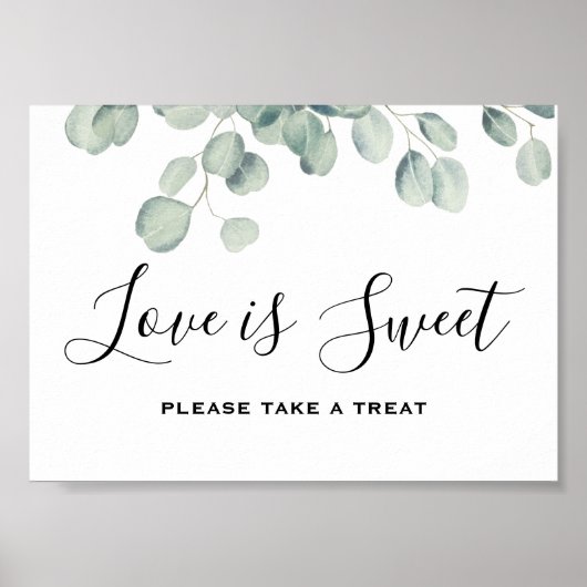 Elegant Greenery Eucalyptus Leaves Wedding Poster (Voorkant)