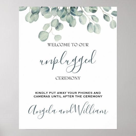 Elegant Greenery Eucalyptus Leaves Wedding Poster (Voorkant)