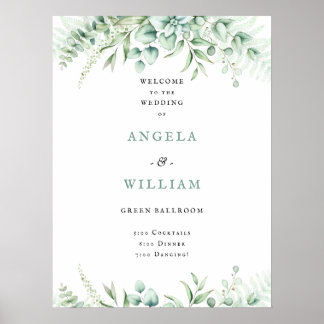 Elegant Greenery Eucalyptus Leaves Wedding Poster