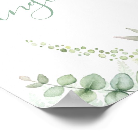 Elegant Greenery Eucalyptus Leaves Wedding Poster (Hoek)