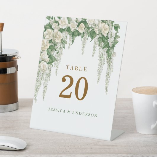 Elegant Greenery Eucalyptus Leaves Wedding Reclamebord Met Voetstuk (Insitu)