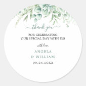 Elegant Greenery Eucalyptus Leaves Wedding Ronde Sticker (Voorkant)