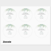 Elegant Greenery Eucalyptus Leaves Wedding Ronde Sticker (Vel)