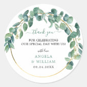 Elegant Greenery Eucalyptus Leaves Wedding Ronde Sticker (Voorkant)