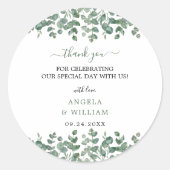Elegant Greenery Eucalyptus Leaves Wedding Ronde Sticker (Voorkant)