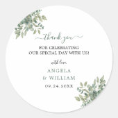 Elegant Greenery Eucalyptus Leaves Wedding Ronde Sticker (Voorkant)