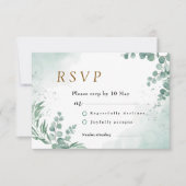 Elegant Greenery Eucalyptus Leaves Wedding RSVP Kaartje (Voorkant)