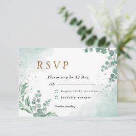 Elegant Greenery Eucalyptus Leaves Wedding RSVP Kaartje