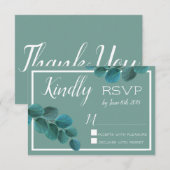 Elegant Greenery | Eucalyptus Leaves Wedding RSVP Kaartje (Voorkant / Achterkant)