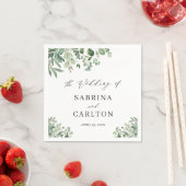 Elegant Greenery Eucalyptus Leaves Wedding Servet (Insitu)