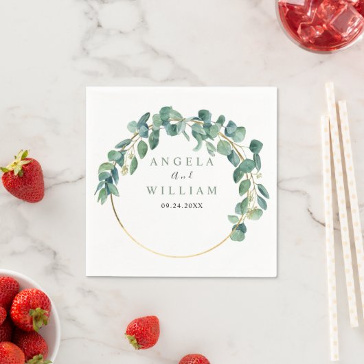 Elegant Greenery Eucalyptus Leaves Wedding Servet (Insitu)