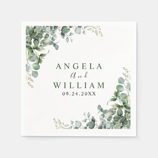 Elegant Greenery Eucalyptus Leaves Wedding Servet (Voorkant)