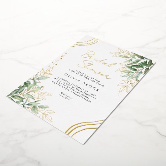 Elegant Greenery Eucalyptus Modern Vrijgezellenfee Folie Uitnodiging (Gedraaid)