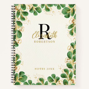 Elegant Greenery Eucalyptus Monogrammed Notitieboek