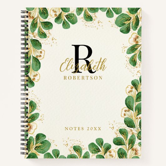 Elegant Greenery Eucalyptus Monogrammed Notitieboek (Voorkant)