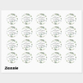 Elegant greenery eucalyptus names en trouwdatum ronde sticker (Vel)