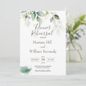 Elegant Greenery Eucalyptus Rehearsal Dinner Invit Kaart (Staand voorkant)