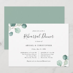 Elegant Greenery Eucalyptus Rehearsal Dinner Kaart
