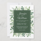 Elegant Greenery Eucalyptus Rustic Wedding Kaart (Voorkant)