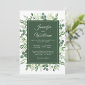 Elegant Greenery Eucalyptus Rustic Wedding Kaart (Staand voorkant)