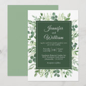 Elegant Greenery Eucalyptus Rustic Wedding Kaart (Voorkant / Achterkant)