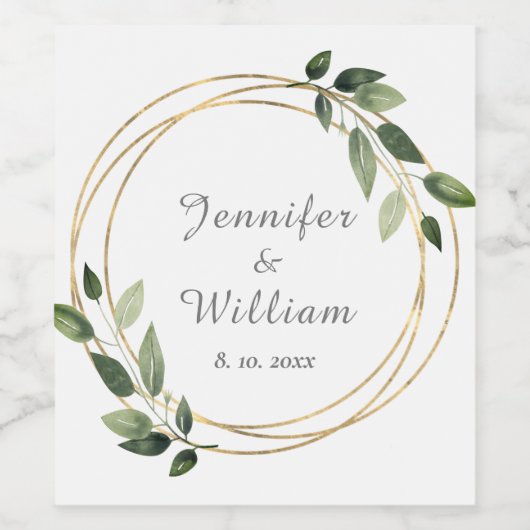 Elegant Greenery Eucalyptus Rustic Wedding Wijn Etiket (Enkel label)
