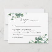 Elegant Greenery Eucalyptus script bruiloft RSVP Kaartje (Voorkant)