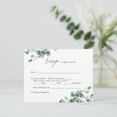Elegant Greenery Eucalyptus script bruiloft RSVP Kaartje (Staand voorkant)