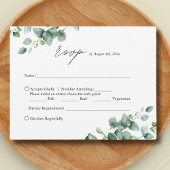 Elegant Greenery Eucalyptus script bruiloft RSVP Kaartje