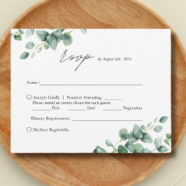 Elegant Greenery Eucalyptus script bruiloft RSVP Kaartje