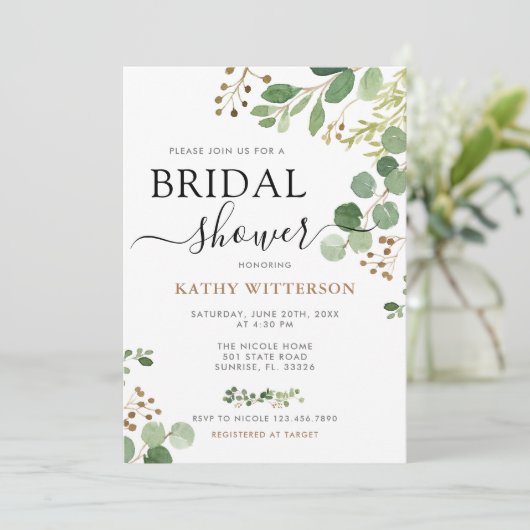 Elegant Greenery Eucalyptus Vrijgezellenfeest Kaart (Staand voorkant)