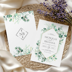 Elegant Greenery Eucalyptus Waterverf Wedding Kaart