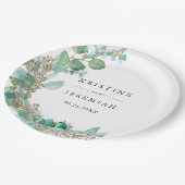 Elegant Greenery Eucalyptus Waterverf Wedding Papieren Bordje (Gekanteld)