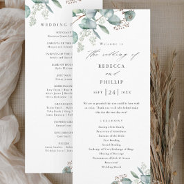 Elegant Greenery Eucalyptus Waterverf Wedding Programmakaart