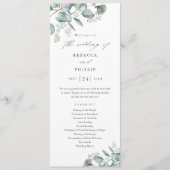 Elegant Greenery Eucalyptus Waterverf Wedding Programmakaart (Voorkant)