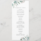 Elegant Greenery Eucalyptus Waterverf Wedding Programmakaart (Achterkant)