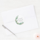 Elegant Greenery Eucalyptus Waterverf Wedding Ronde Sticker (Envelop)