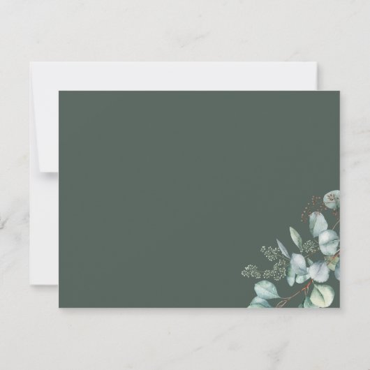 Elegant Greenery Eucalyptus Waterverf Wedding RSVP Kaartje (Achterkant)