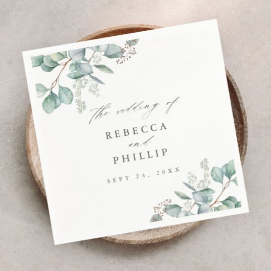 Elegant Greenery Eucalyptus Waterverf Wedding Servet