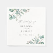 Elegant Greenery Eucalyptus Waterverf Wedding Servet (Voorkant)