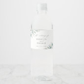 Elegant Greenery Eucalyptus Waterverf Wedding Waterfles Etiket (Voorkant)